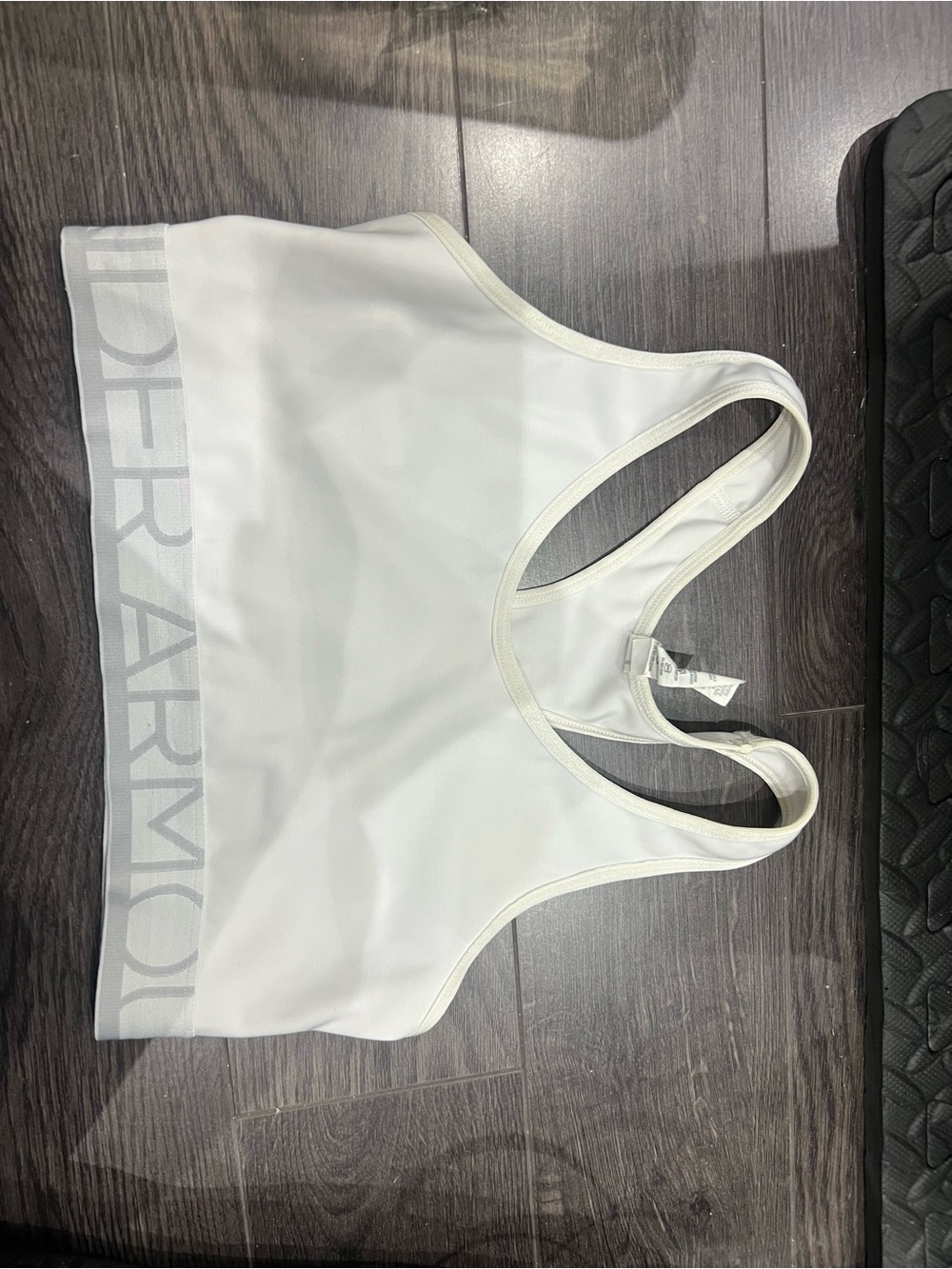 Under Armour White Racerback Sports Bra with Branded Underband